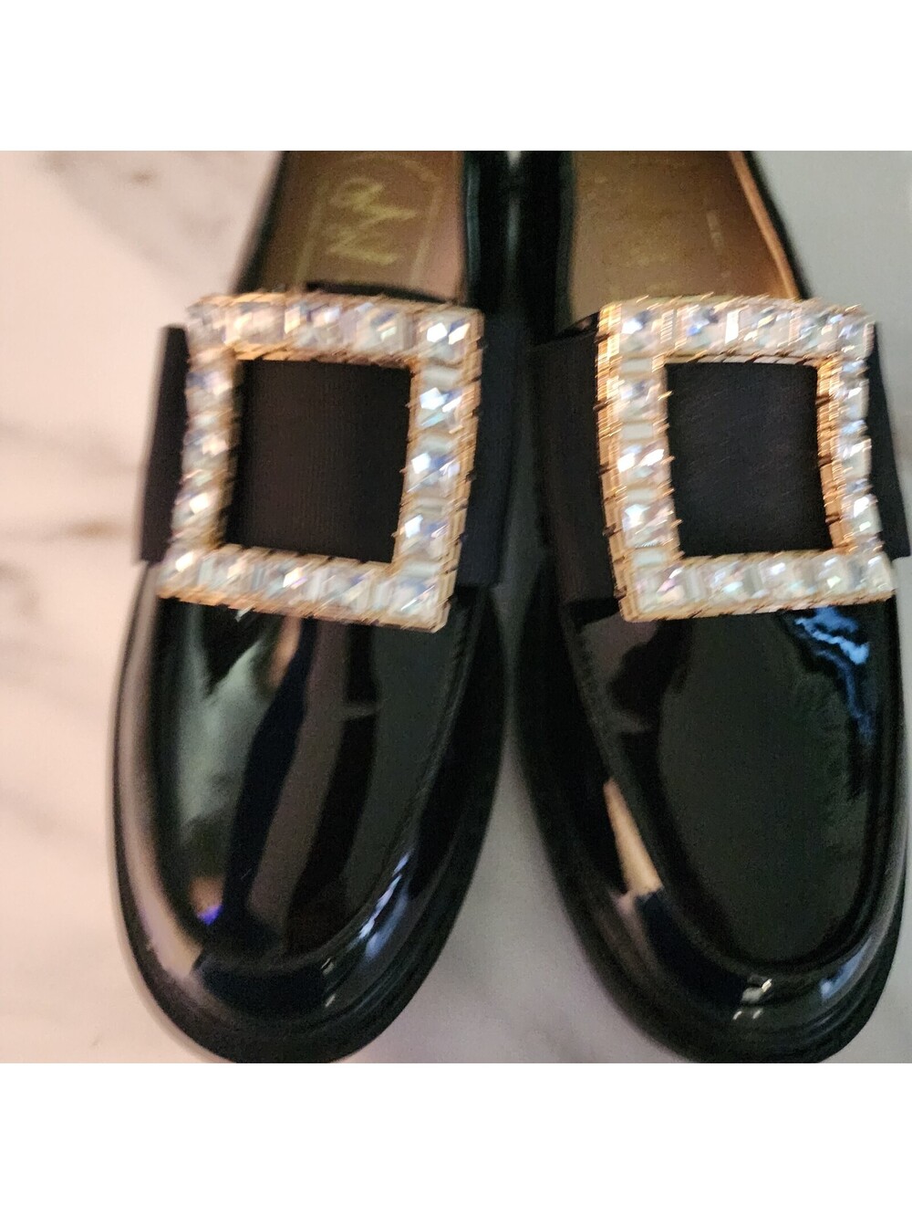 New Black Patent Crystal Buckle Loafers Women’s Fits Size 8 – Luxury-Inspired - Picture 6 of 12